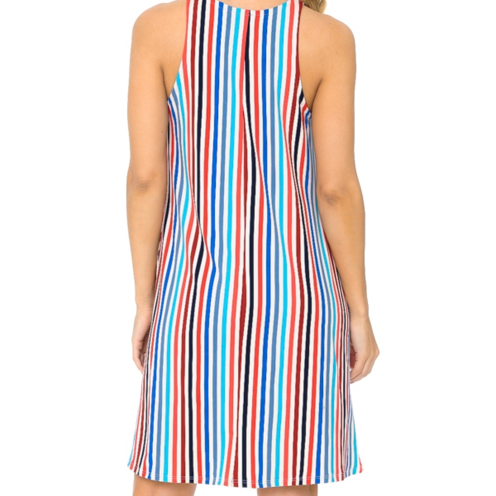 VERTICAL STRIPE SLEEVELESS DRESS - Picture 5 of 5